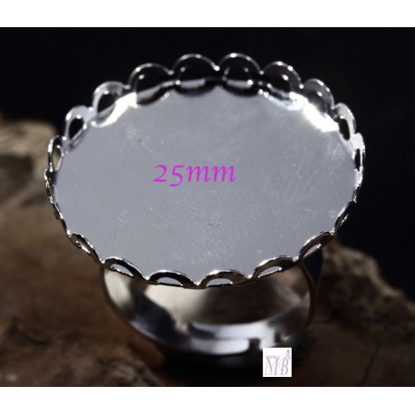 2 supports bague cabochon laiton dentelle 25mm