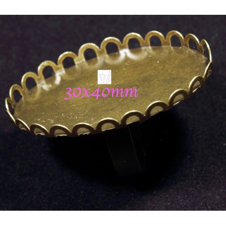 bague support cabochon ovale bronze 30x40mm