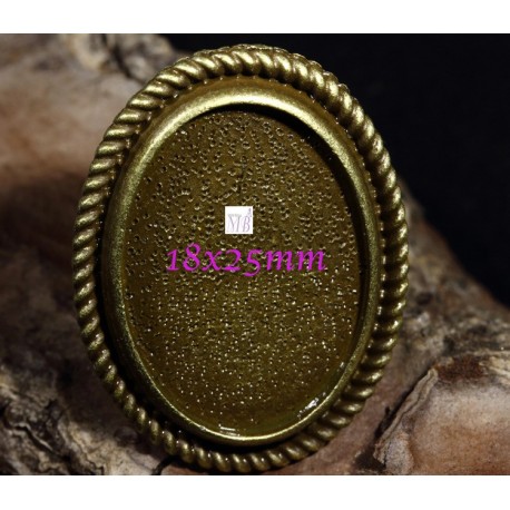 bague support cabochon ovale bronze 18x25mm