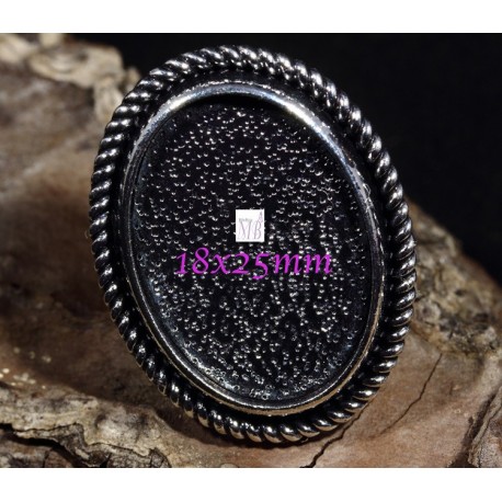 bague support cabochon ovale argenté 18x25mm