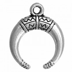 10 breloques corne  de buffle metal argente 18x15mm