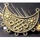 2 connecteurs pendentif noeud chinois  métal couleur bronze 40x47mm