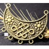 2 connecteurs pendentif noeud chinois  métal couleur bronze 40x47mm