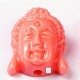 4 Têtes de bouddha miniature corail  rose percées 17x13mm