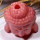 4 Têtes de bouddha miniature corail  rose percées 17x13mm