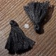 10 pompons breloque coton noir diamètre  25x5mm