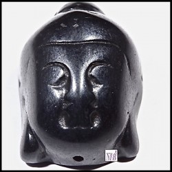 2 perles têtes  de bouddha noire Howlite  29x20mm
