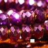 30 perles boulier verre facette  framboise /or 4x3mm