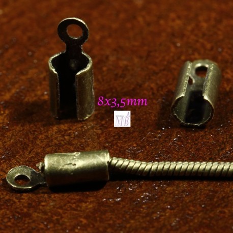 10 attaches embouts chaine et cordons bronze 8x3,5 mm