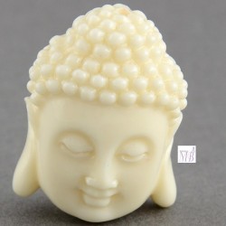 5 Têtes de bouddha miniature crème percées 15x11mm