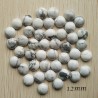 2 cabochons pierre cabochon howlite blanc /gris   rond fond plat 12mm