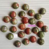 2 cabochons pierre naturelle unakite orange /vert  10mm