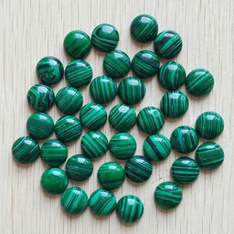 2 cabochons pierre cabochon malachite rond fond plat 12mm