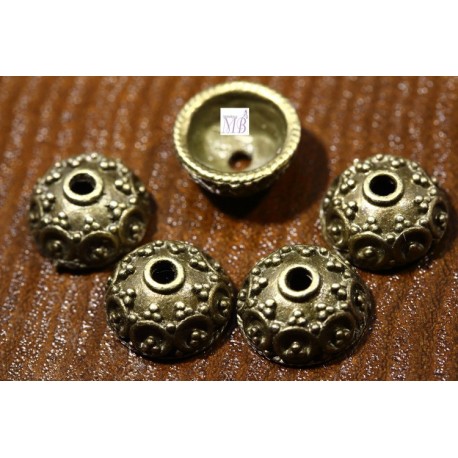 10 calottes coupelle demi dome fleurs bronze 10x5mm