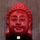 4 perles  têtes de bouddha corail synthétique rouge  25x16mm