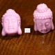 4 Têtes de bouddha miniature lilas /mauve percées 15x11mm