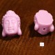 4 Têtes de bouddha miniature lilas /mauve percées 15x11mm