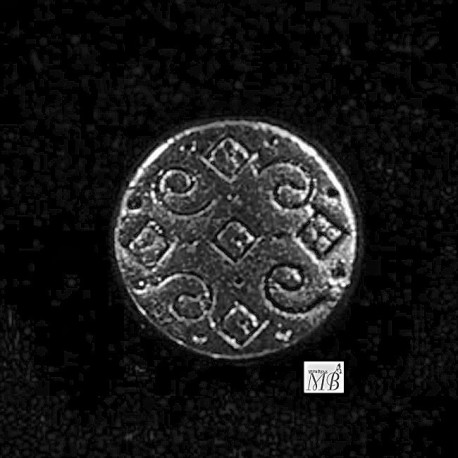 20 perles argenté  mini plat rond motifs arabesque  7mm
