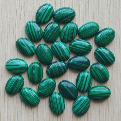 2 cabochons pierre malachite reconstitué ovale 18x13mm