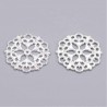 8 connecteurs  rond fleur métal argenté clair 29mm