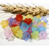 Mix 20 perles lucite fleurs verre acrylique dépoli multicolore 10x9mm