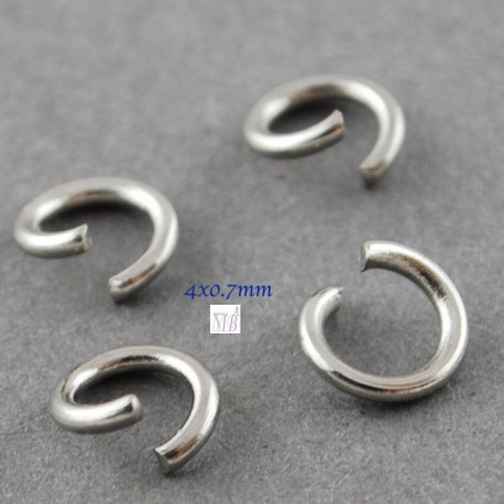 50 anneaux simple  acier inoxydable rond  4x0.5mm