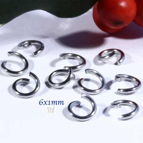 50 anneaux simple  acier inoxydable rond  6x1mm