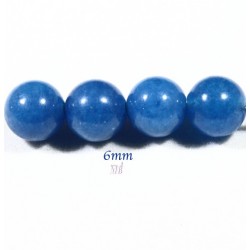 x10 perles pierre jade bleu ronde  5/6mm