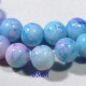 perles de verre  marbrée bleu/rose X20  diamètre 8mm