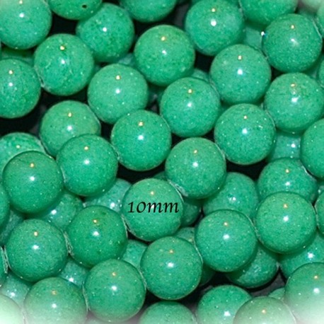 10 perles pierre jade ronde  TURQUOISE VERTE  10mm