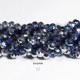 30 perles boulier en verre facettée  bleu /argent  6x4mm