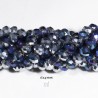 30 perles boulier en verre facettée  bleu /argent  6x4mm