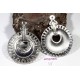 2 pendentifs connecteurs ethnique rond  métal argenté 40x30mm