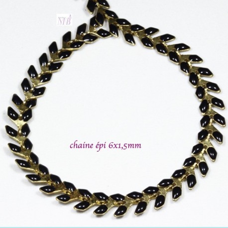 chaine épi laiton chevron émaillé noir x1m