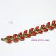 chaine épi laiton chevron émaillé  rouge vif  1m