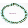 chaine épi laiton chevron émaillé turquoise x1m
