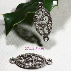 10 connecteurs liens argenté arabesque  ciselés 27x11,5mm