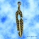 10 breloques plumes bronze et son émaillage bleu ciel 27x5mm