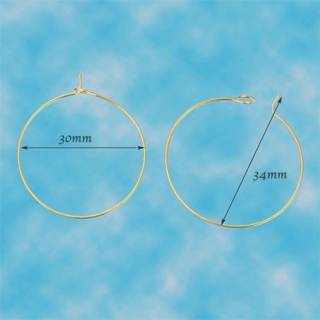 1paire  créole  laiton couleur doré diamètre 34x30mm