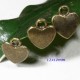 20 breloques pendentif coeur  bronze plat 12x10mm