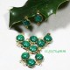 10 Connecteurs ronds  émail vert pailleté double face 7x11,5x4mm