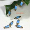 10 Connecteurs sequin émaillés turquoise  double face 10x3x3mm