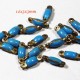 10 Connecteurs sequin émaillés turquoise  double face 10x3x3mm