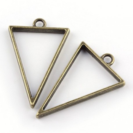 4 breloques pendentif triangle  bronze mat 39x25mm