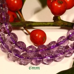 10 perles d'améthyste facettées  lilas haute qualité  6mm