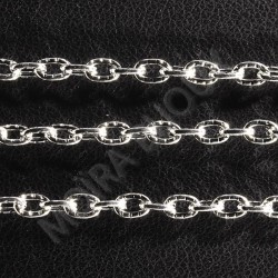 1 Mètre 104Y de chaîne maillon argenté clair  ovale strié  3x2mm