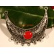 1 chandelier connecteur argenté ethnique emaillé rouge vif   ovale 54x19mm
