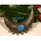 1 chandelier connecteur argenté ethnique emaillé bleu turquoise  ovale 54x19mm