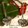 2 pendentifs coeur laiton ciselé plaqué argent mat 41x16mm