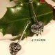 2 pendentifs coeur laiton ciselé plaqué argent mat 41x16mm